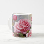 Vintage Pink Roses Kaffeetasse (Vorderseite Links)