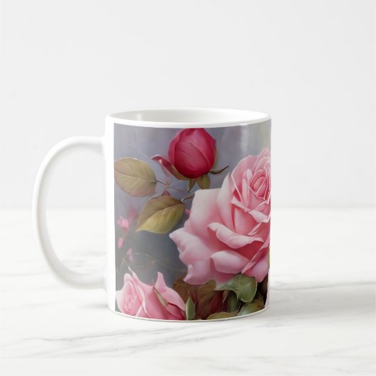 Vintage Pink Roses Kaffeetasse (Links)