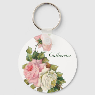 Vintage Pink Roses Keychain Schlüsselanhänger