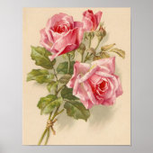 Vintage Pink Roses Poster (Vorne)