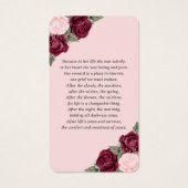 Vintage Pink Rot Floral Beerdigungskarte (Rückseite)