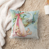 Vintage Pink Stork Baby Kinderzimmer Pillows Kissen (Decke)