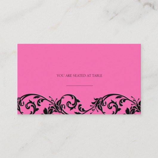 Vintage Pink Swirl-Hochzeitsplätze Platzkarte (Vorderseite)
