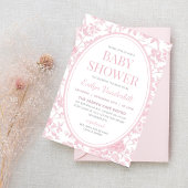 Vintage Pink Toile Chinoiserie Babydusche Einladung