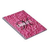 Vintage pink tooled leather monogram name notizblock (Rechte Seite)