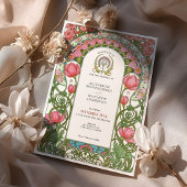 Vintage Pink Tulips Jugendstil Hochzeit Einladung