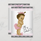 Vintage Pink und Gray Baby Girl Dusche Einladung (Vorne/Hinten)