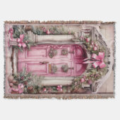 Vintage Pink-Vordertür-Säulen Garland Bows Decke (Vorderseite)