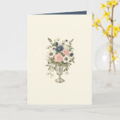 Vintage, pinkfarbene, violett-grüne Blume Karte (Gelbe Blume)