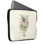 Vintage, pinkfarbene, violett-grüne Blume Laptopschutzhülle (Vorne Rechts)