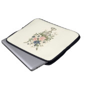 Vintage, pinkfarbene, violett-grüne Blume Laptopschutzhülle (Vorne Knopf)