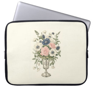 Vintage, pinkfarbene, violett-grüne Blume Laptopschutzhülle