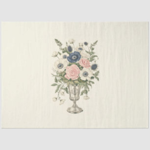 Vintage, pinkfarbene, violett-grüne Blume Seidenpapier