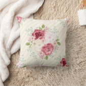 Vintage PINKROSEN DURCH PILLOW Kissen (Decke)