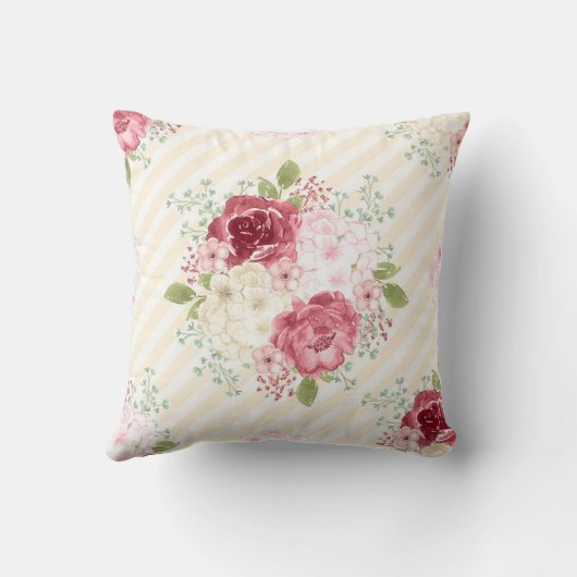 Vintage PINKROSEN DURCH PILLOW Kissen (Rückseite)