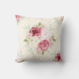 Vintage PINKROSEN DURCH PILLOW Kissen