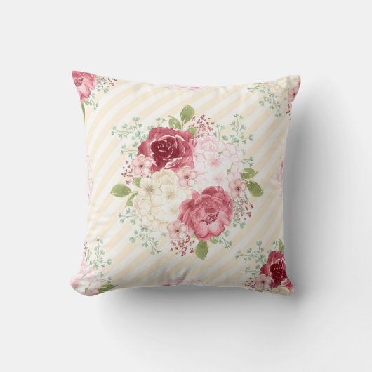 Vintage PINKROSEN DURCH PILLOW Kissen (Vorderseite)