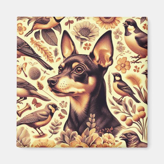 Vintage Pinscher Illustration Magnet (Vorne)
