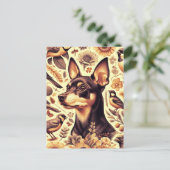 Vintage Pinscher Illustration Postkarte (Stehend Vorderseite)