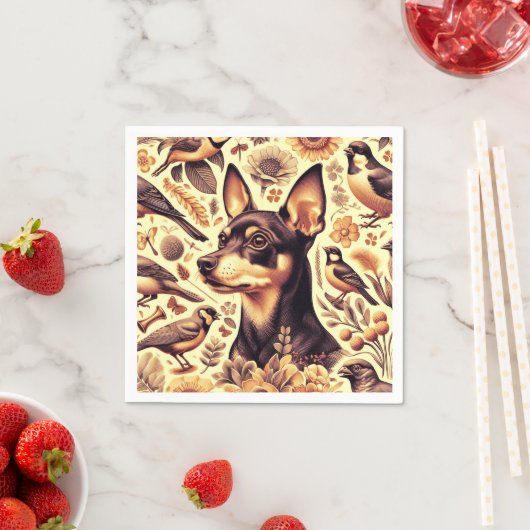 Vintage Pinscher Illustration Serviette (Beispiel)