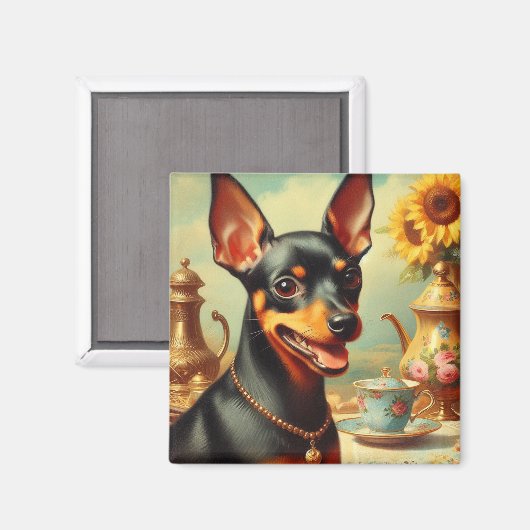 Vintage Pinscher-Malerei Magnet (Vorderseite/Rückseite)
