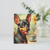 Vintage Pinscher-Malerei Postkarte (Stehend Vorderseite)