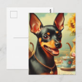 Vintage Pinscher-Malerei Postkarte (Vorne/Hinten)