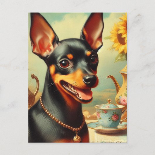 Vintage Pinscher-Malerei Postkarte (Vorderseite)