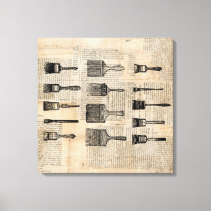 Vintage Pinsel Paint Brush Zeitung Print Leinwanddruck