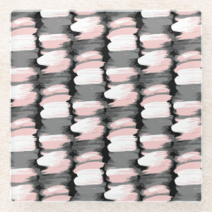Vintage Pinselstriche, grau-rosa Dekoration. Glasuntersetzer