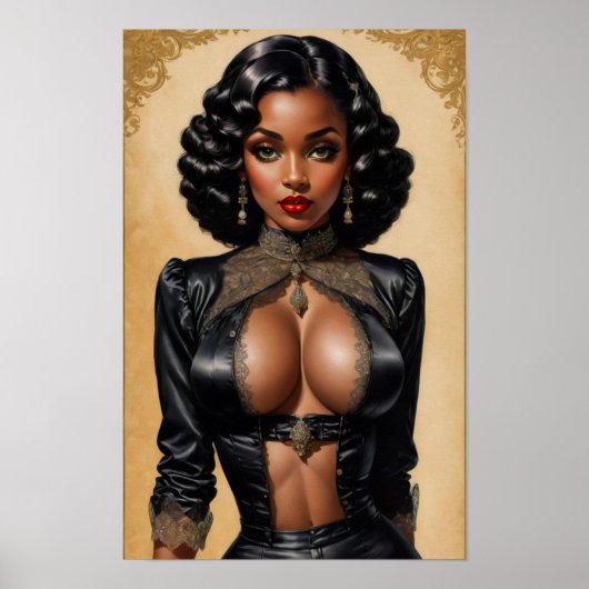 Vintage Pinup Black Girl Poster (Vorne)