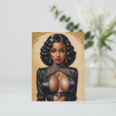 Vintage Pinup Black Girl Postkarte (Stehend Vorderseite)