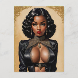 Vintage Pinup Black Girl Postkarte