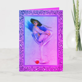 Vintage pinup Girl schmutzig Martini niedlich rosa Karte