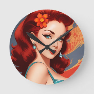 Vintage Pinup Wall Clock Runde Wanduhr