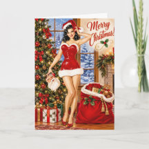 Vintage Pinup Weihnachtskarte