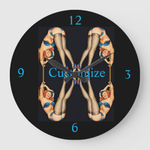 Vintage Pinups Thunder_Cove Große Wanduhr