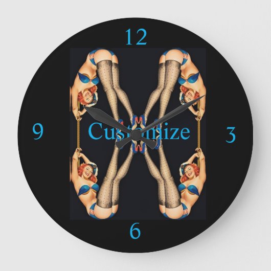 Vintage Pinups Thunder_Cove Große Wanduhr (Vorderseite)