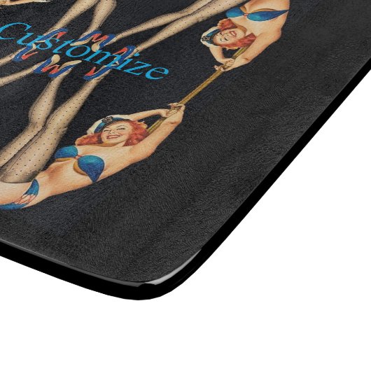 Vintage Pinups Thunder_Cove Schneidebrett (Ecke)