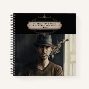 Vintage Pipe Hat man Plato Zitat Black Journal Notizblock