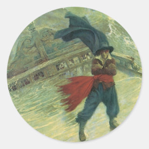 Vintage Pirat, Der fliegende Holländer von Howard  Runder Aufkleber