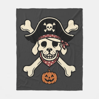 Vintage-Pirat-Hund-Halloween-Totenkopf-Kreuzknoche Fleecedecke