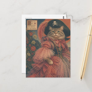 Vintage-Pirat-Katze Postkarte