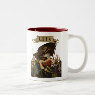 Vintage-Pirat-Leben-Wyeth-Illustration Zweifarbige Tasse