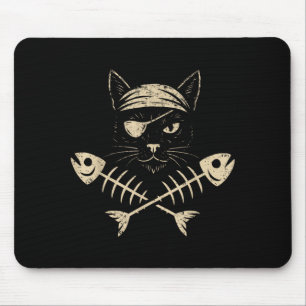 Vintage-Pirat-Schwarze Katze Totenkopf Halloween Mousepad