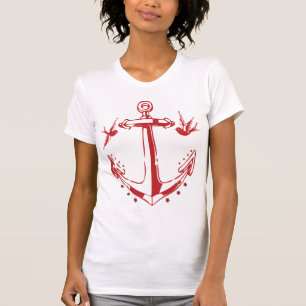 Vintage-Pirat-Tattoo-Anker- und Spatzensailor-T-Sh T-Shirt