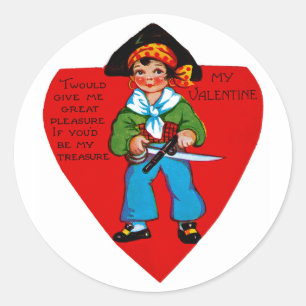 Vintage-Pirat-Valentinstag Runder Aufkleber