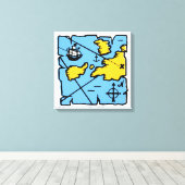 Vintage Pirate Map Stretched Canvas Print (Medium) Leinwanddruck (Insitu (Holzboden))