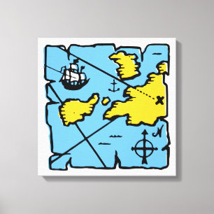 Vintage Pirate Map Stretched Canvas Print (Medium) Leinwanddruck