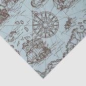 Vintage Pirate Treasure Karte Nautical Blue Seidenpapier (Ausschnitt)